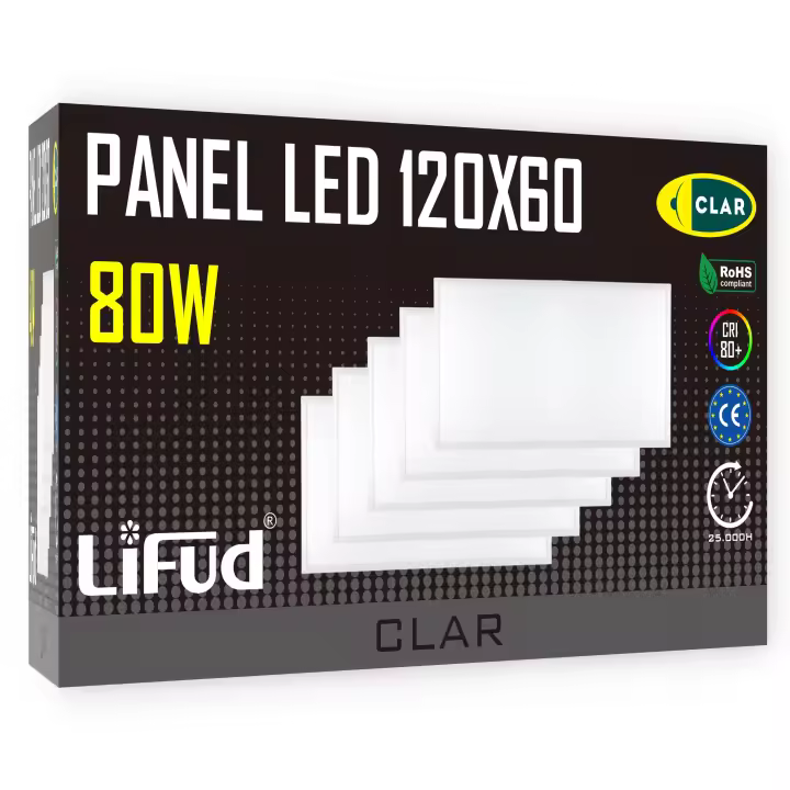 CLAR - Panel LED 120x60 63W, Driver Lifud, 3 Años de Garantía, 6300 Lúmenes Reales, Pantalla LED 120cm - 1