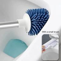 Cepillo De Inodoro Con Soporte De Silicona Limpieza De Baño Accesorios De WC Cepillo Largo Montado En La Pared Para Hogar - details 8