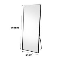 Espejo de cuerpo entero rectangular 164x54 cm, espejo de pie negro con soporte en U, marco de aluminio, cristal templado, espejo moderno para dormitorio, vestidor y salón - details 0