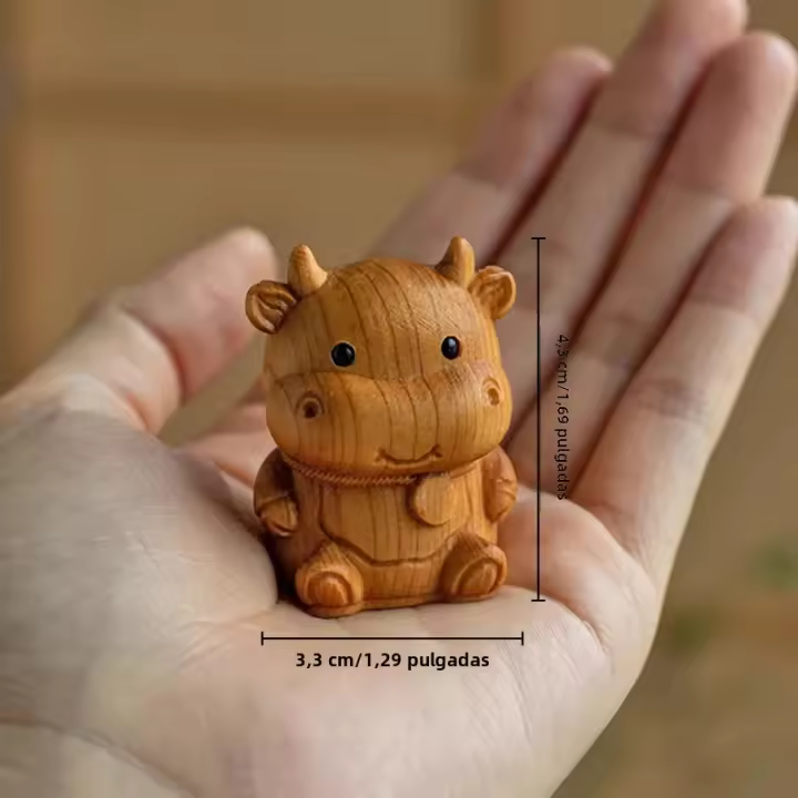 Adornos Miniatura De Los Doce Signos Del Zodíaco Carpintería De Madera Rata Buey Tigre Conejo Dragón Serpiente Modelo Animal Pequeño Decoración De Escritorio Oficina Regalo - 1