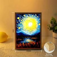 Marco De Fotos Pintura LED Luz Nocturna Lámpara De La Luna Van Gogh Cielo Estrellado Arte Para La Pared Decoración De Habitación Regalos Para Amigos - details 4