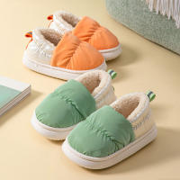 Zapatos De Algodón Para Niños Y Niñas Con Lining De Peluche Calientes Antideslizantes Para Interior Color Sólido Protección Contra El Frío - details 1