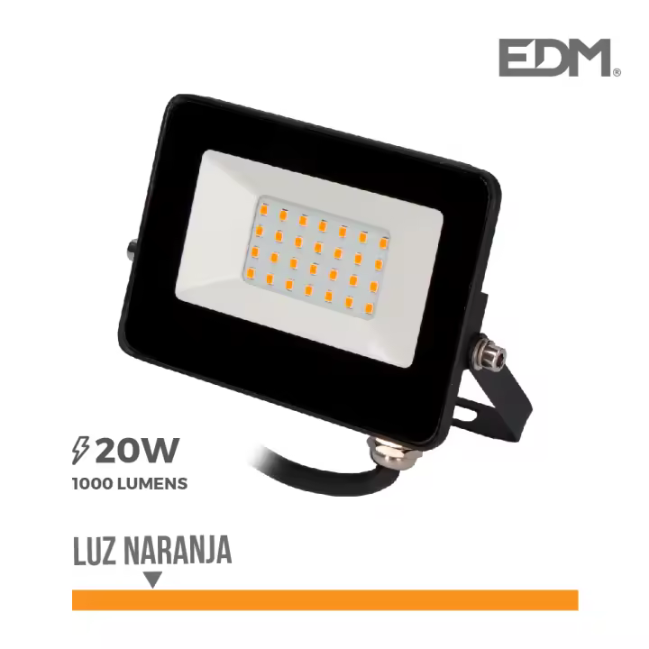 Foco proyector led 20w 1000lm luz naranja 12x8,8x2,4cm edm - 1