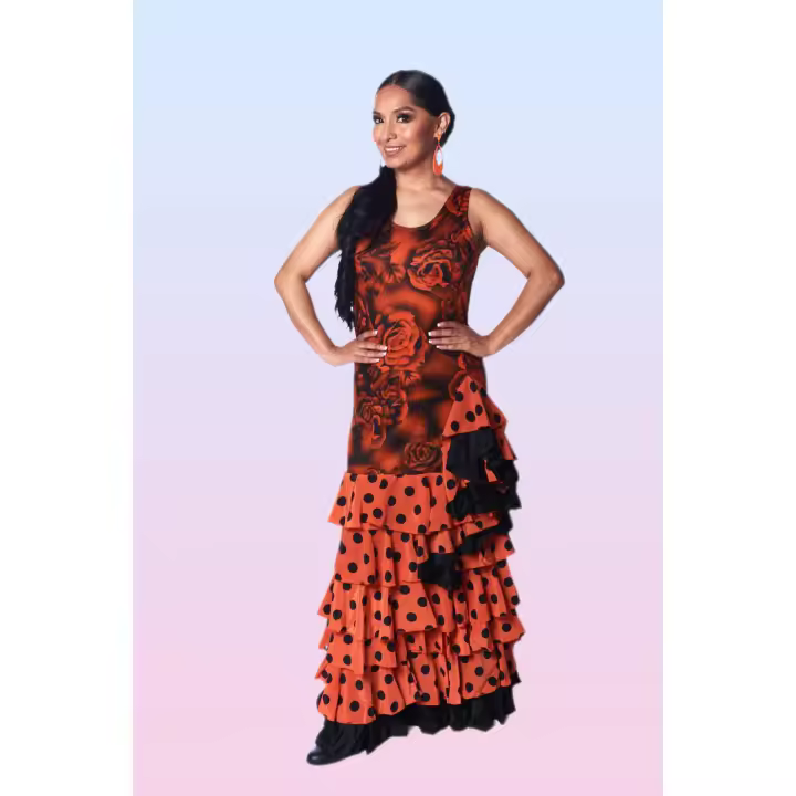 Vestido de tirantes para flamenco o sevillanas 5 volantes - 1