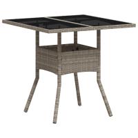 vidaXL Set comedor jardín 3 pzas y cojines ratán PE vidrio gris claro - details 2