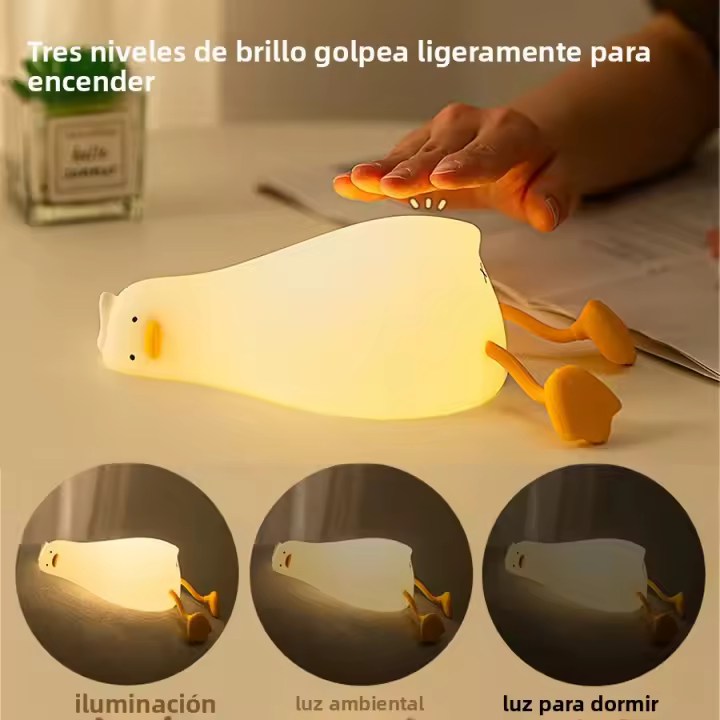 Lámpara Nocturna LED Recargable En Forma De Pato Cartoon Para Mesa De Noche En Dormitorio Y Jardín Cálida Luz De Silicona Suave Regalo De Cumpleaños - 1