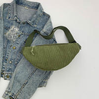 Bolsa De Cintura Para Mujer De Corduroy Con Bordado De Letras Bolso Transversal De Moda Bolso De Hombro Y Pecho - details 11