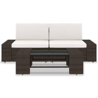 vidaXL Juego de muebles de jardín 3 piezas ratán sintético Negro, Marrón, Gris Conjunto Terraza Muebles Jardín Exterior Juego de Muebles de jardín Mueble Jardín Exterior Muebles de Salon Exterior - details 2