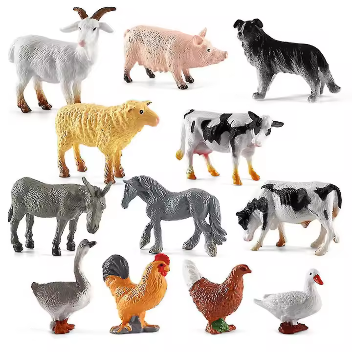 12 piezas de mini figuras de Animales de Granja, figuras de Animales de Granja realistas, Juegos de plástico, juego de Animales de Granja para niños Pequeños - 1