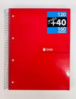 Enri，cuaderno notebook, libreta escolar A4 ，5 Franjas de Colores, A4 210 x 297 mm, 160 Hojas Cuadriculadas 5 mm, Papel 70 g/m², 4 Taladros, Cubierta de Cartón Compacto, disponible 4 colores - details 0