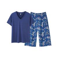 Conjunto De Pijamas Para Mujer Verano Con Mangas Cortas Y Capris Pantalones Hasta La Rodilla Ropa Casual Para El Hogar Coreana - details 0