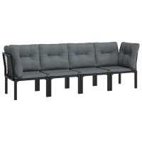 vidaXL Sillones esquina/ mesa/ reposapiés de jardín ratán PE negro y gris sofá de esquina, sofá central, reposapiés Conjunto Terraza Muebles Jardín Exterior Juego de Muebles de jardín Mueble Jardín Exterior Muebles de Salon Exterior - details 3
