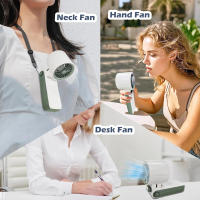 Abanico Portátil Mano 3600mAh Recargable Plegable Con Cuello Para Refrigeración Al Aire Libre Camping Ventilador De Hielo - details 2