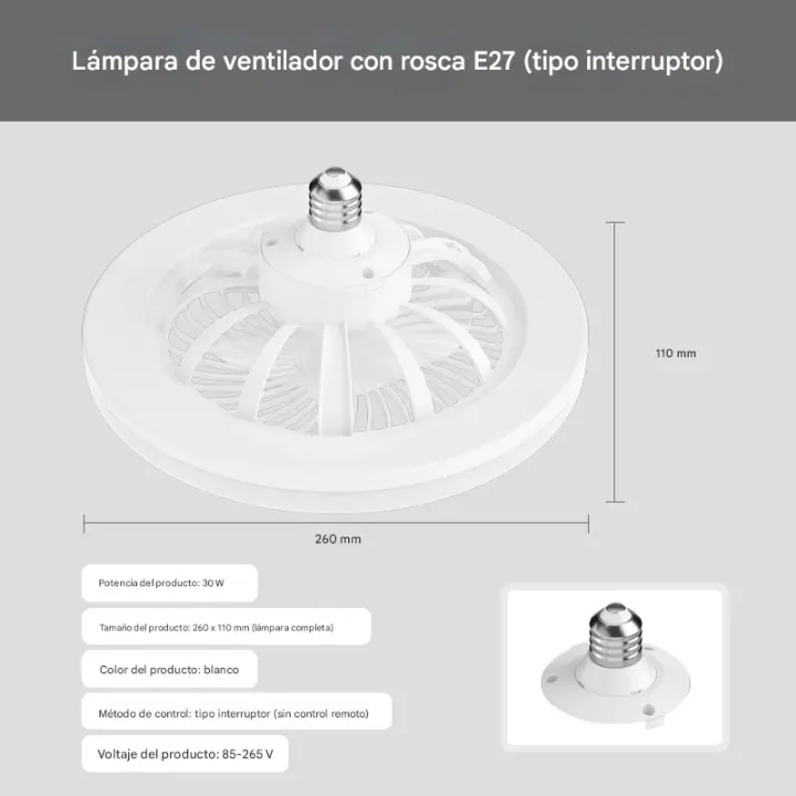 PORCHEDDU Lámpara de ventilador tipo LED Tornillo E27, Bombilla de Bajo consumo Super brillante con mando a distancia, atenuación continua, lámpara de ventilador de techo con cabecero Móvil - 1