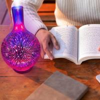 Difusor de aceites Esenciales de aromaterapia, mini difusor de aromaterapia 3D de 100 ml, humidificador de Luz Nocturna, Fuegos Artificiales de Vidrio, Luz LED de Oficina de 7 Colores - details 1