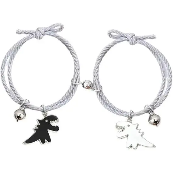 Pulsera elástica de pareja de dinosaurios 2PS, pulsera a juego para la amistad, pulsera de relación madre-hija, pulsera de regreso a la escuela, regalos de joyería - 1