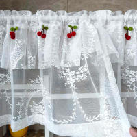 Cortinas Blancas De Encaje Cortas Para Cocina Con Doble Capa Diseño De Cereza Transparente Decoración Para Ventanas Y Puertas De Sala De Estar Material Poliéster - details 6