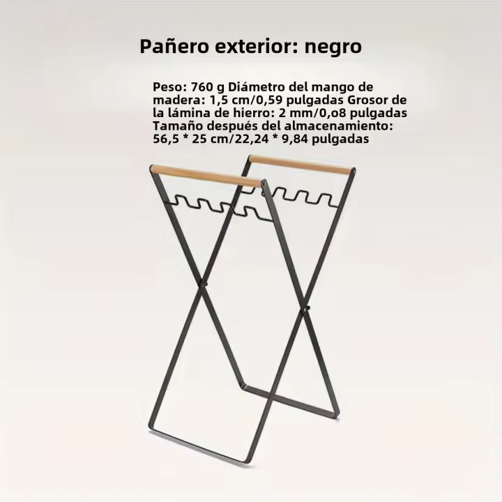 Estante Plegable Para Basura De Cocina Y Exterior Soporte De Saco De Plástico Mango De Madera Y Estante De Hierro Para Almacenamiento De Residuos - 1