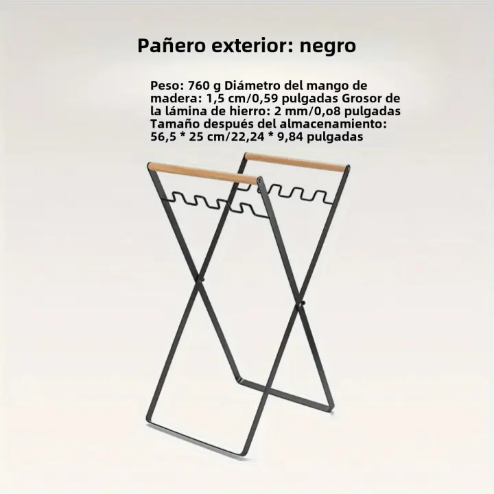 Estante Plegable Para Basura De Cocina Y Exterior Soporte De Saco De Plástico Mango De Madera Y Estante De Hierro Para Almacenamiento De Residuos - 1