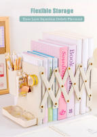 Soporte De Libros De Escritorio Con Estante Retráctil Y Porta Bolígrafos Estudiante Clip Fijo Rack De Almacenamiento Plegable - details 1