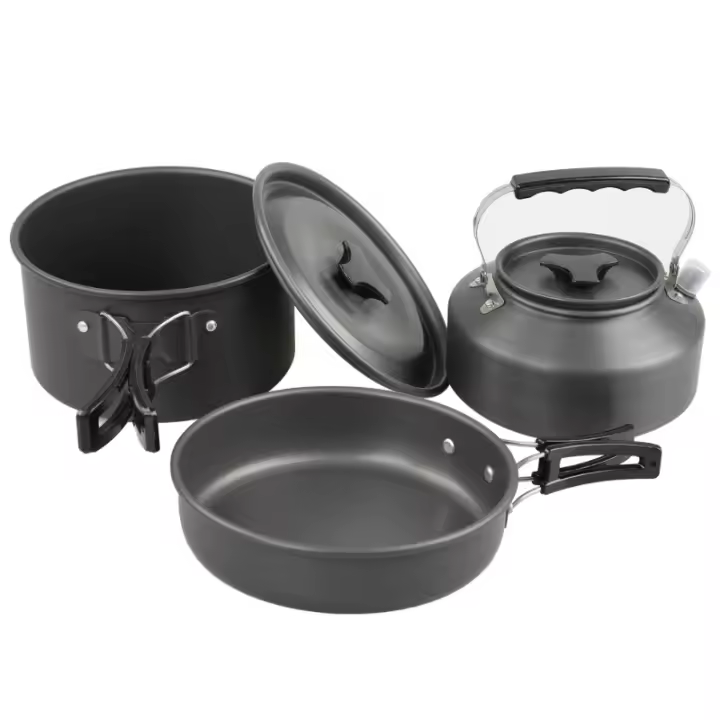 Juego De Cocina Para Camping Portátil Y Ligero Equipamiento De Picnic Al Aire Libre Con Olla Y Utensilios De Acero Inoxidable - 1