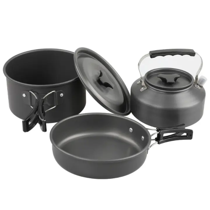 Juego De Cocina Para Camping Portátil Y Ligero Equipamiento De Picnic Al Aire Libre Con Olla Y Utensilios De Acero Inoxidable - 1