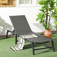 Outsunny Tumbona de Ratán Sintético Plegable Tumbona para Jardín con Respaldo Ajustable en 5 Niveles y Marco de Acero Carga 150 kg para Patio Terraza Gris - details 1