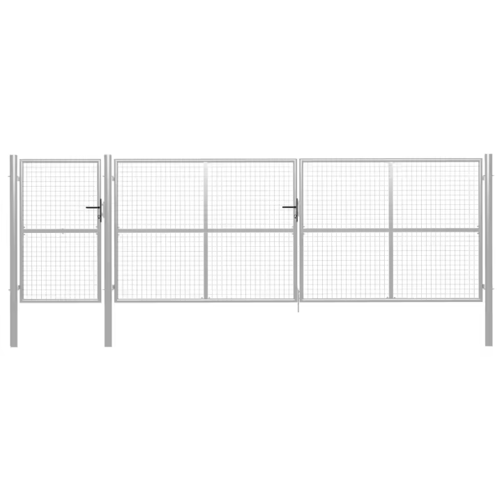 vidaXL Puerta de jardín de acero plateado 500x150 cm - 1