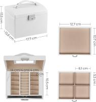 Joyero de 3 grados con Espejo, Organizador de joyas con cerradura y ASA, 2 cajones, almacenamiento de joyas de viaje, Modern Estilo - details 3