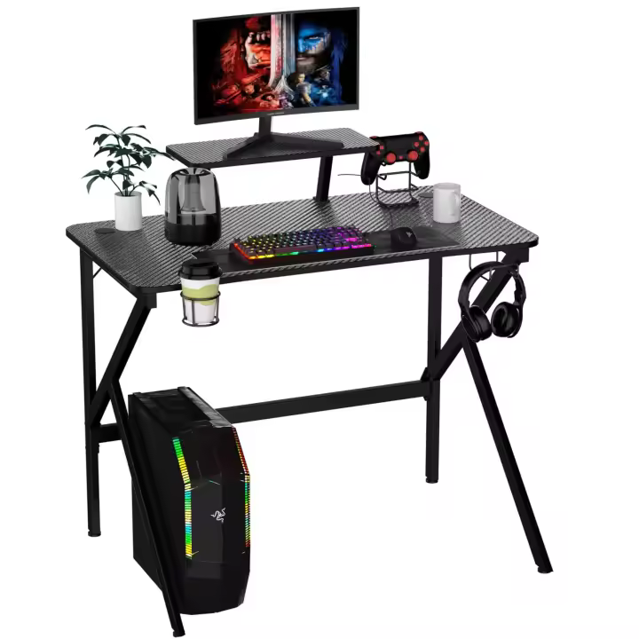 Rcynview Escritorio  Ideal para Juegos y Oficina Almacenamiento, Soporte, Auriculares - 1