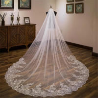 Velo De Novia Blanca De Ivoird 3x3 Metros Con Aplicaciones De Encaje Vestido De Novia De Encaje Nylon Acrílico Unido En Jiangsu China - details 5