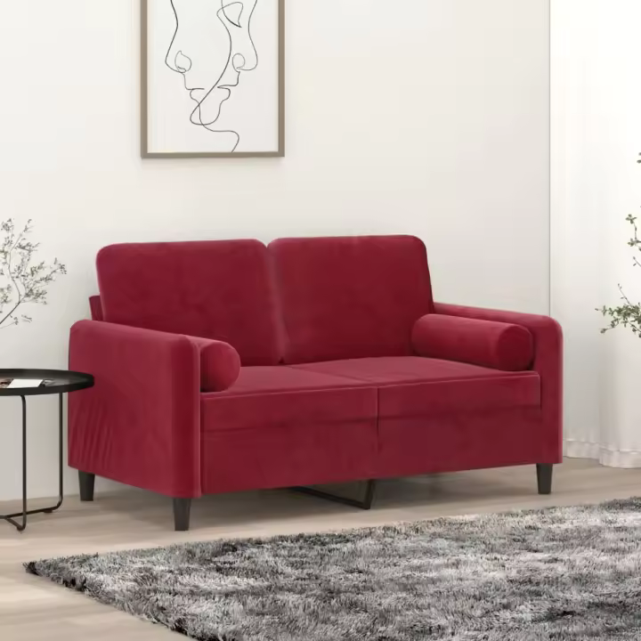 vidaXL Cojines decorativos 2 uds terciopelo rojo tinto 15x50 cm - 1