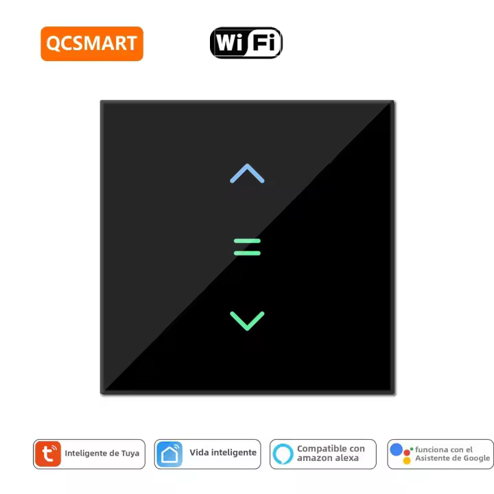 Cortina Cerradura De Rollo QCSMART Control Remoto Luz Retroiluminada Tuya Smart Life App Voz Google Assistant Alexa Compatible Con Motor Tubular 4 Vías - 1
