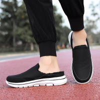 Zapatillas Casuales De Algodón Para Hombre Invierno Cómodas Y Cálidas Zapatillas De Casa Con Piel Media Botas De Nieve Suela EVA Zapatos Planos Suaves Talla Verdadera Para Adultos - details 35