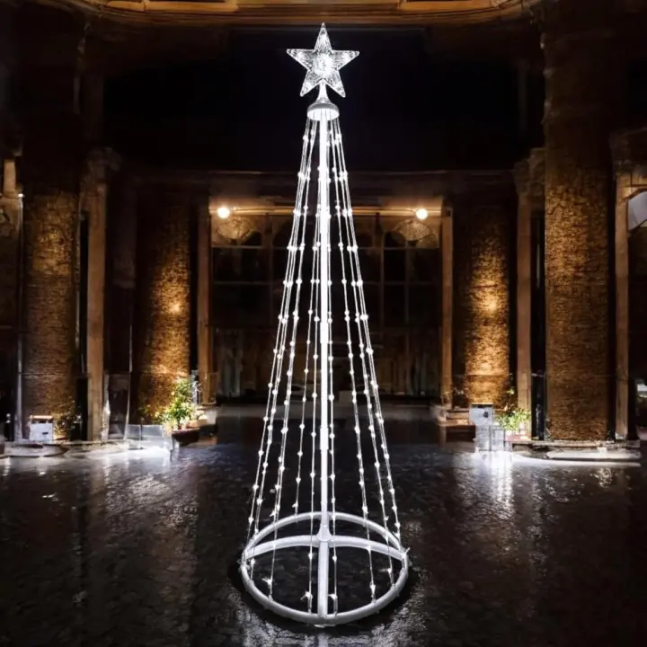 COSHANO Árbol Navidad de Luces Led con Estrella, 1.2m Metros 130 led Impermeables luz 8 Modos 220-240v (Luz Blanca 1.2 Metros) - 1