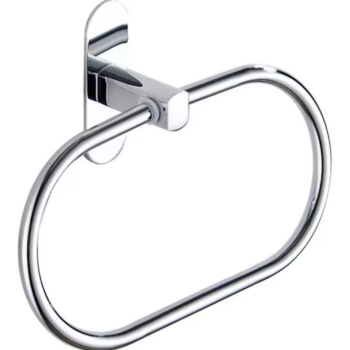 Soporte de anillo de toalla de acero inoxidable, colgador montado en la pared para baño y hogar, perforador gratis - 1