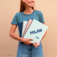 MILAN Cuadernos A4 tapa dura, cuadrícula 5 x 5 mm, 120 hojas de 95 gr/m², modelo 430 since 1918, colores pastel rosa, azul oscuro, marfil blanco, verde agua, gran calidad, anillas, escolar, instituto, universidad, adulto, unisex, forrado, microperforado - details 1