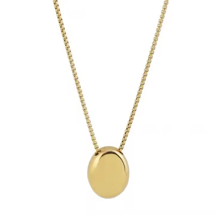 Collar Largo De Acero Inoxidable En Forma Oval Para Mujer Accesorio De Joyería Clásico Para Suéter Cadena De Moda Europea Y Americana - 1