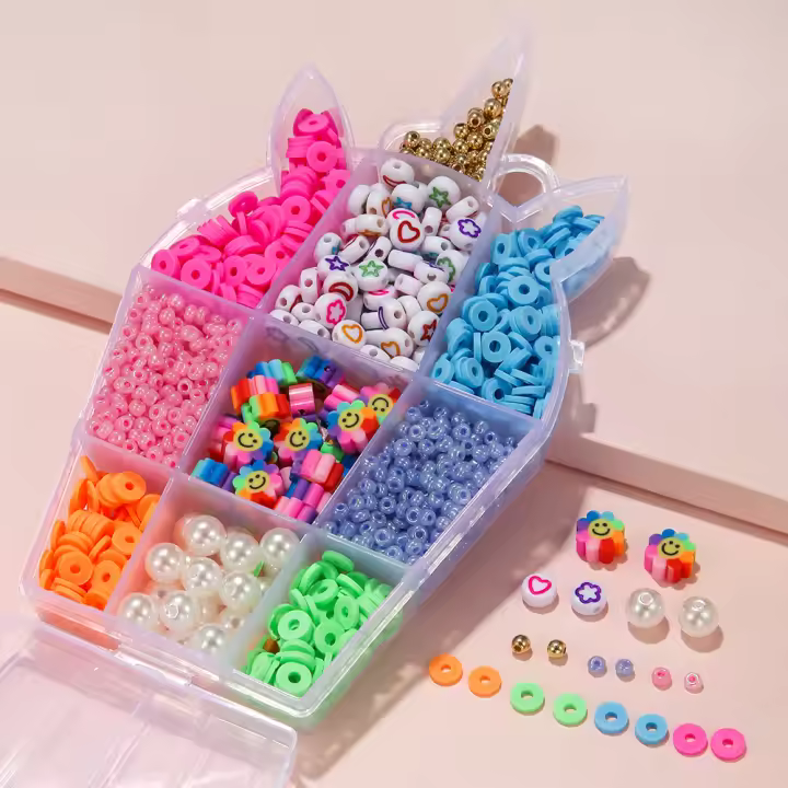 Kit De Manualidades Para Niñas: Encantador Kit De Cuentas De Arcilla Polimérica En Forma De Unicornio Y Conejo Para Crear Pulseras Y Collares Accesorios De Joyería DIY Regalo Divertido - 1