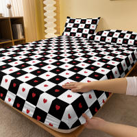 Sábana Ajustada Moderna Y Simple En Color Mate Con Diseño De Corazón Geométrico Para Dormitorio Sin Almohadillas Incluidas - details 2