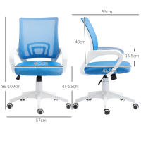 HOMCOM Silla de Oficina de Malla Silla de Escritorio Giratoria con Altura Ajustable Función de Basculante Soporte Lumbar y Reposabrazos Silla para Estudio Carga 120 kg Azul Claro - details 2