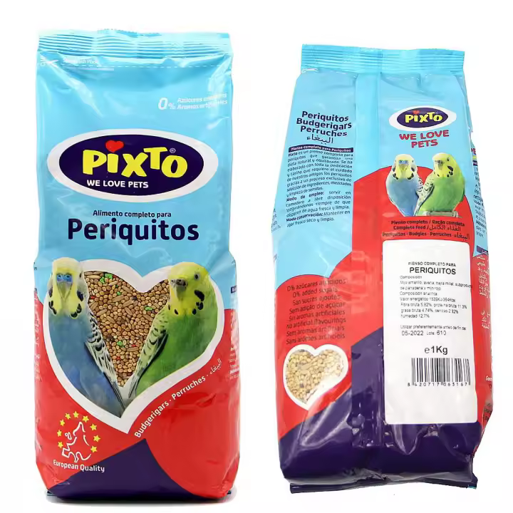 Pienso Periquitos 1Kg Alimento Completo Comida con Formula Alta Energía Material Natural Receta Equilibrada - 1