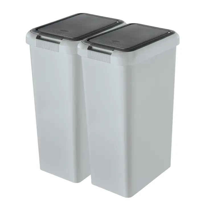 Tontarelli Set 2 Cubos de Basura TOUCH & LIFT 45L Gris - Diseño Moderno - 1