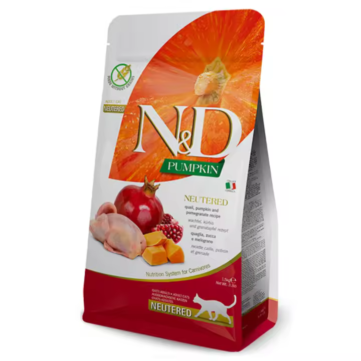 Farmina Nd Cat Grain Free Pumpkin Neutered Codorniz - Pienso para Gatos Adultos Esterilizados - Sin Cereales - 1