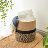Cesta De Algodón Tejida a Mano Para Ropa Y Juguetes De Niños Bolsa De Almacenamiento Plegable Decorativa Para El Hogar Soporte Para Macetas - details 3