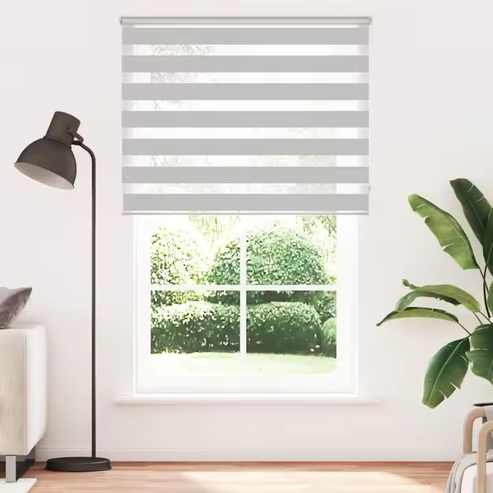Estor cebra gris claro 140x200cm tejido ancho 135,9cm poliéster - 1