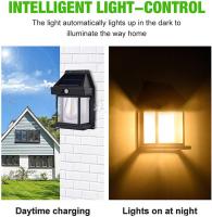 Luz solar de pared para exteriores, sensor de movimiento de salida y puesta del sol, luz de pared de tungsteno, luz nocturna para patio, luz LED de pared exterior, tres modos de iluminación, luz de seguridad para porche frontal exterior, decoración de par - details 4