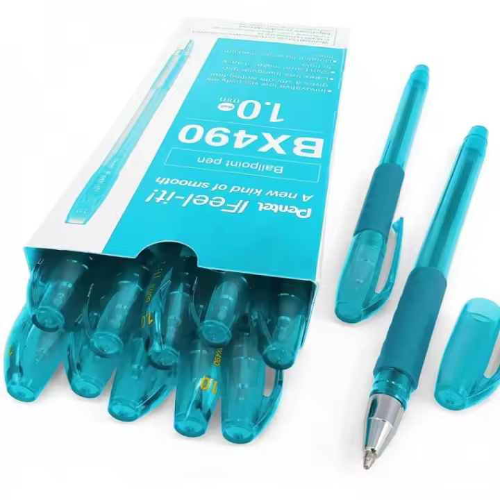 12 Boligrafos pentel x caja Color AZUL CELESTE 0.7mm Feel it - 1