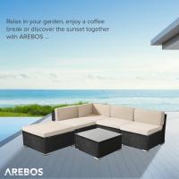 AREBOS® Polyrattan Muebles de jardín Conjunto de jardín Grupo de asientos Negro - details 15