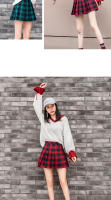 Mini Falda Plisada De Cintura Alta En Cuadros Para Mujer Estilo Harajuku A-line Preppy Slim De Terciopelo Polyester Para Otoño - details 9